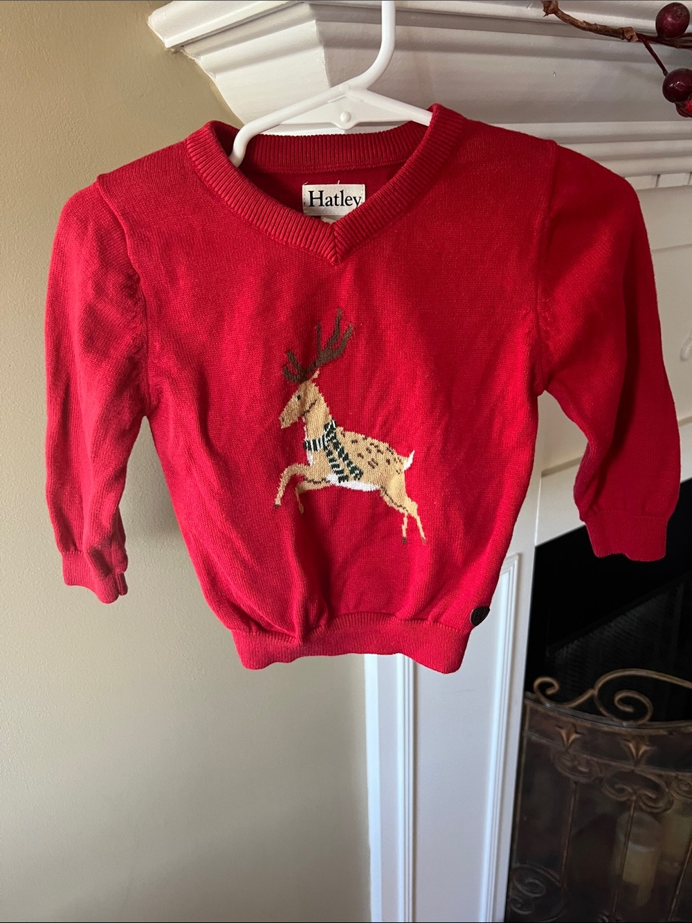Hatley Red Baby Kids Reindeer V-Neck Sweater Size 12-18 Months